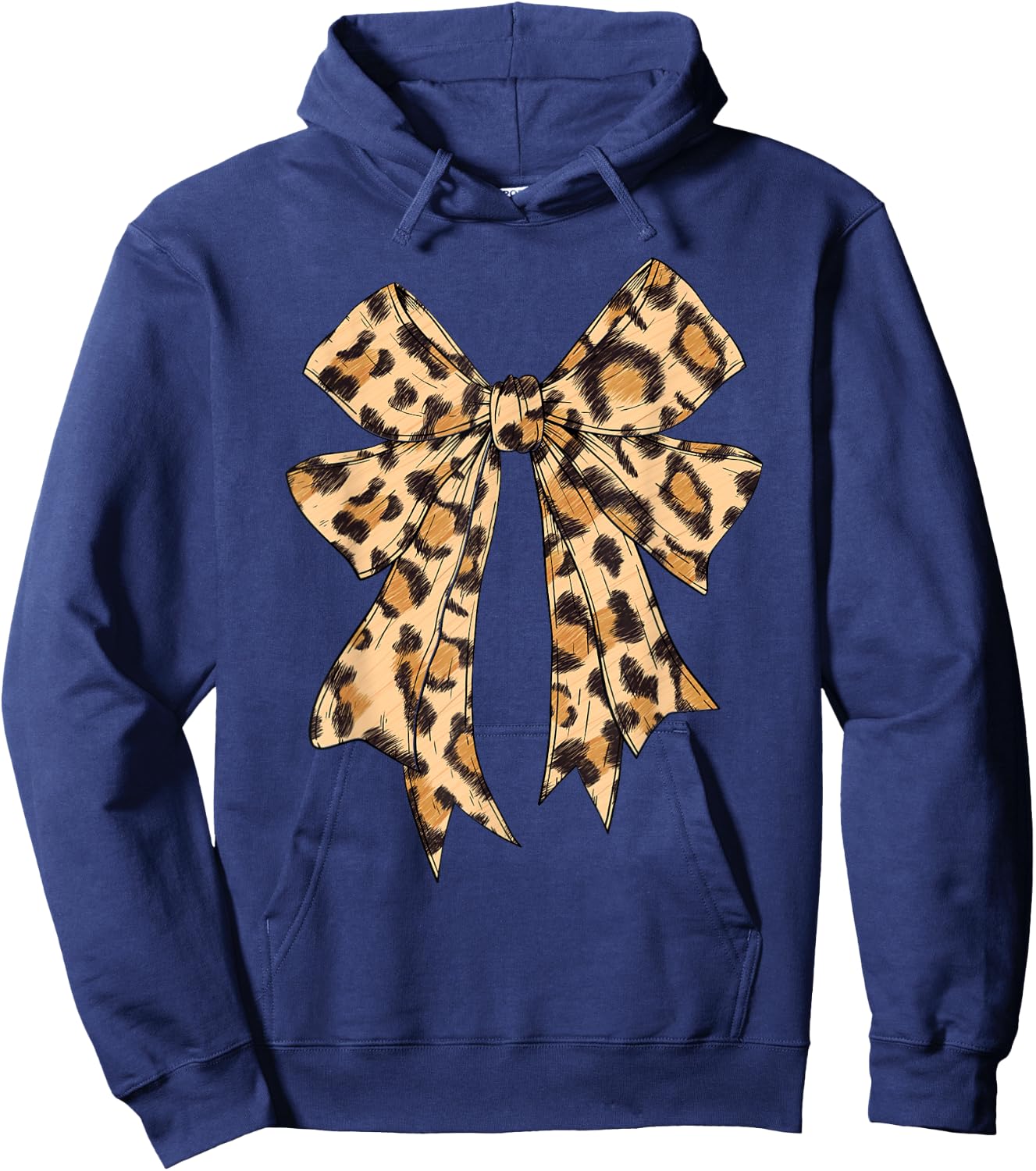Coquette Bow Leopard Cheetah Print Girls Girly Mom Hoodie - Hoodie | Navy