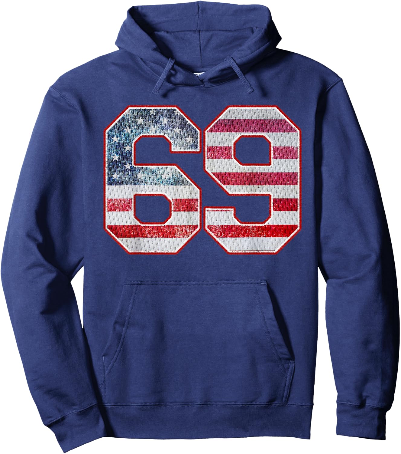 Jersey Player Number 69 Personalized Sports American Flag Hoodie - Hoodie | Navy