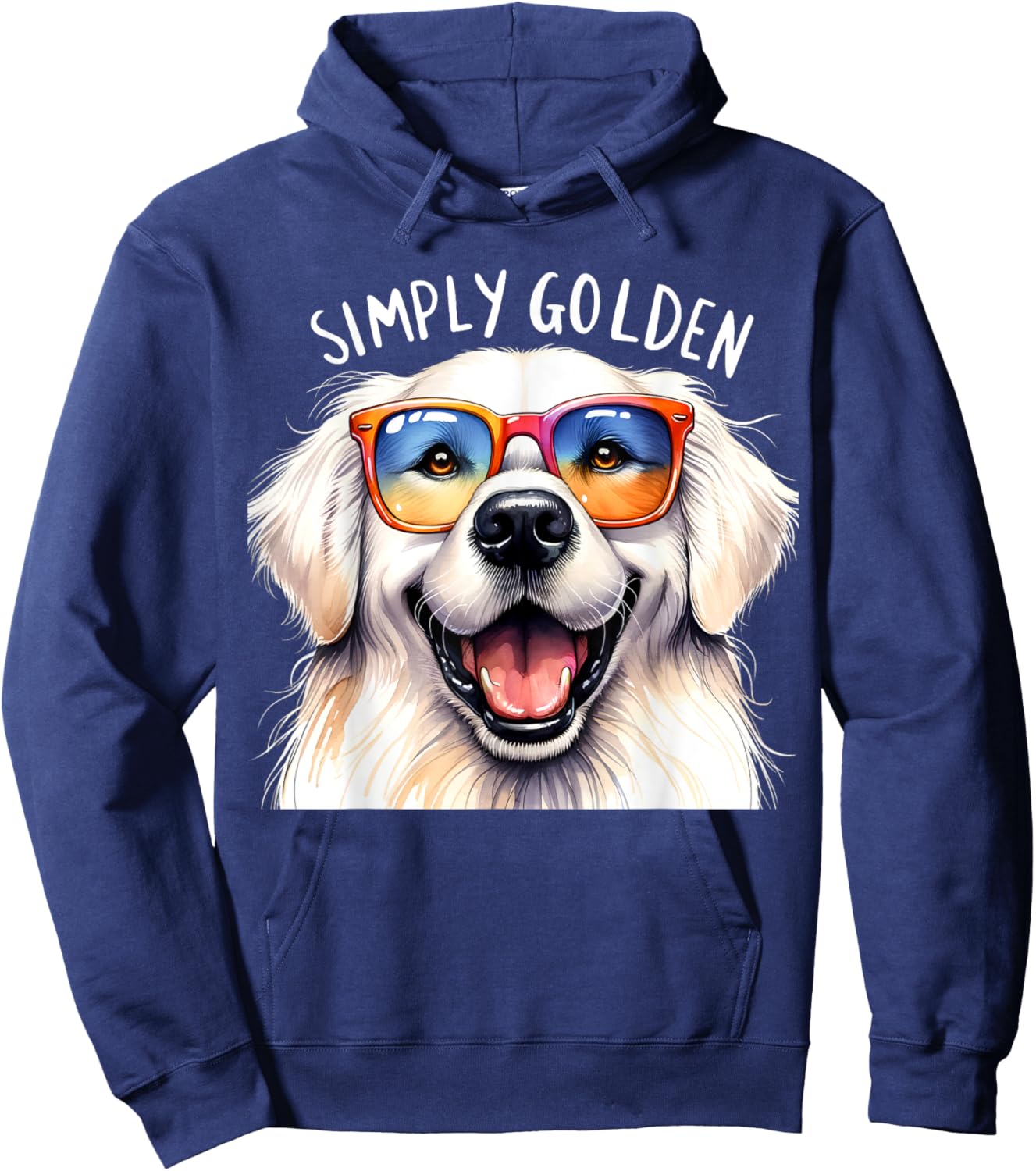 White English Cream Golden Retriever Cute Dog Simply Golden Men Women Girls Kids Hoodie - Hoodie | Navy