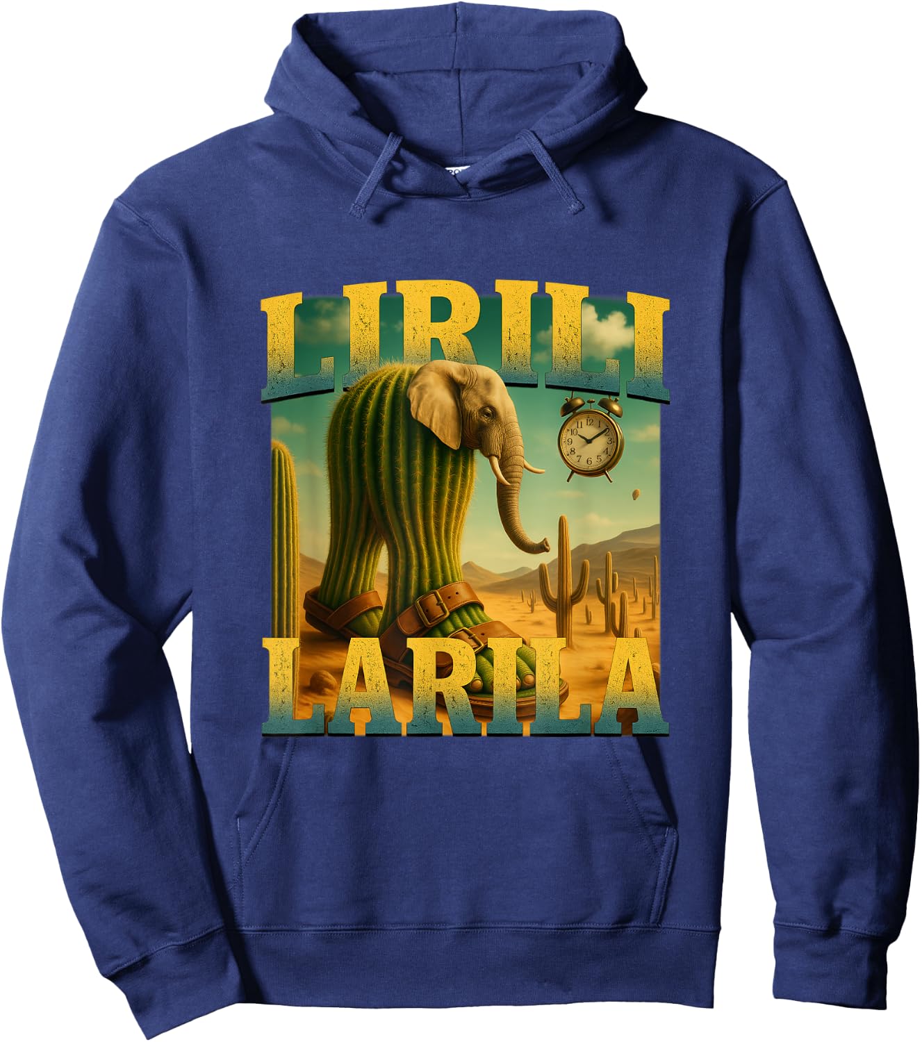 Lirili Larila Elephant Cactus Funny Italian Brainrot Meme Hoodie - Hoodie | Navy