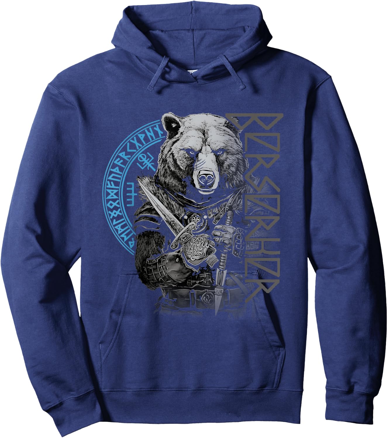 Berserker Bear Warrior Odin Runes Nordic Compass Viking Hoodie - Hoodie | Navy