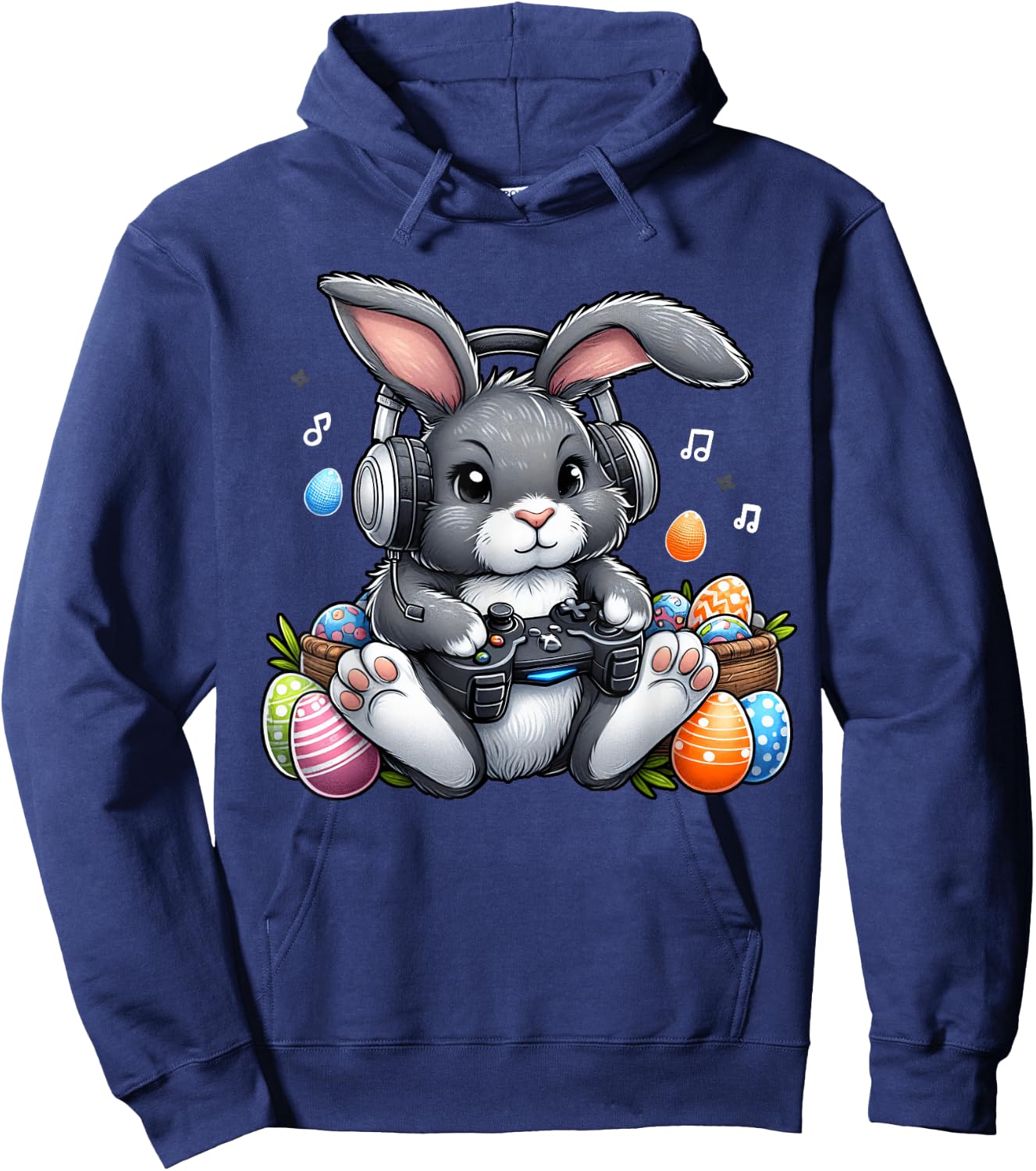 Video Games Easter Day Bunny Rabbit Gaming Men Women Kids Hoodie - Hoodie | Navy