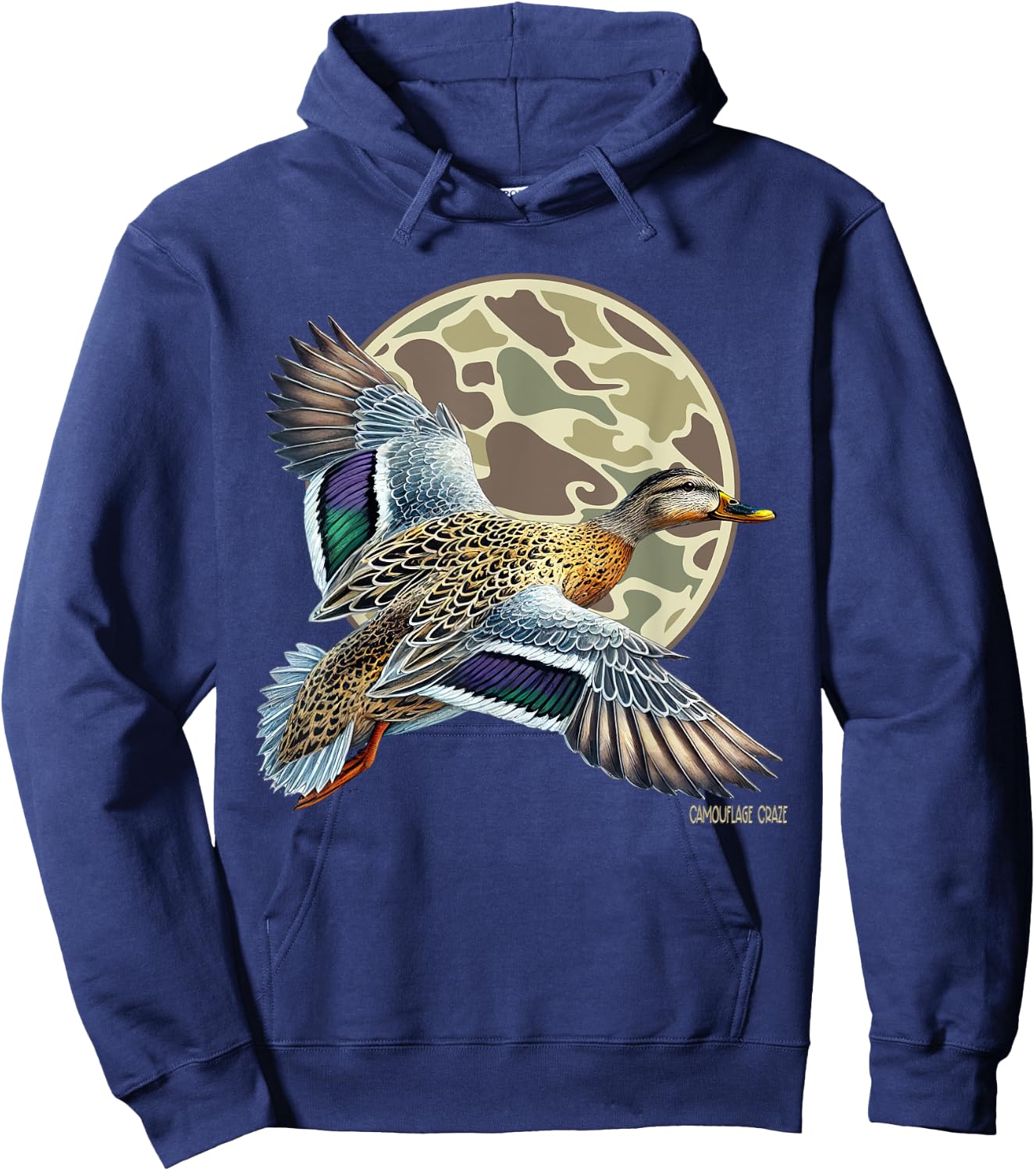 Flying Mottled Duck Camouflage Camo Duck Hunting Camo Hunter Hoodie - Hoodie | Navy