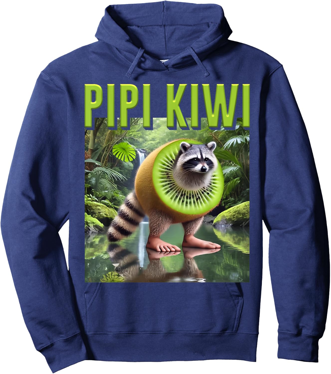Pipi Kiwi Raccoon AI Monster Italian Brainrot Boy Meme Joke Hoodie - Hoodie | Navy