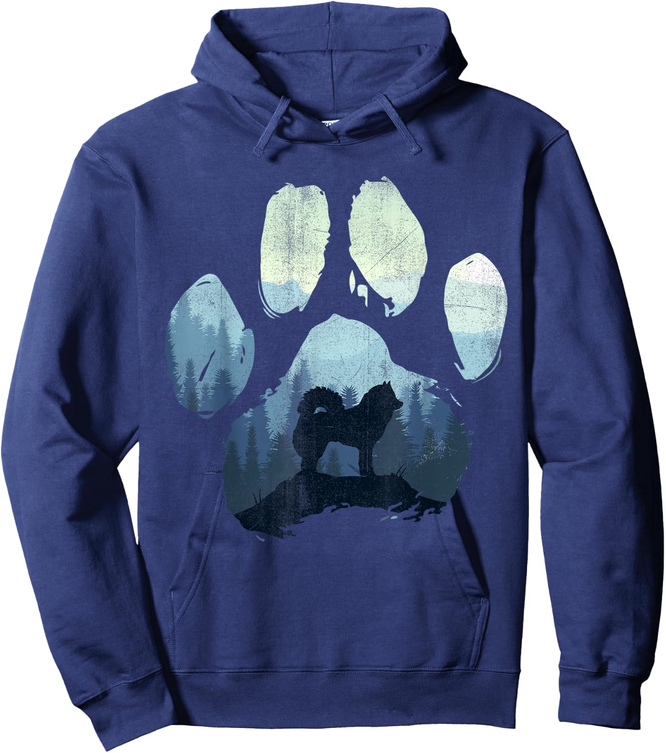 Eurasier Dog Paw Mom Dad Mountains , black Hoodie - Hoodie | Navy