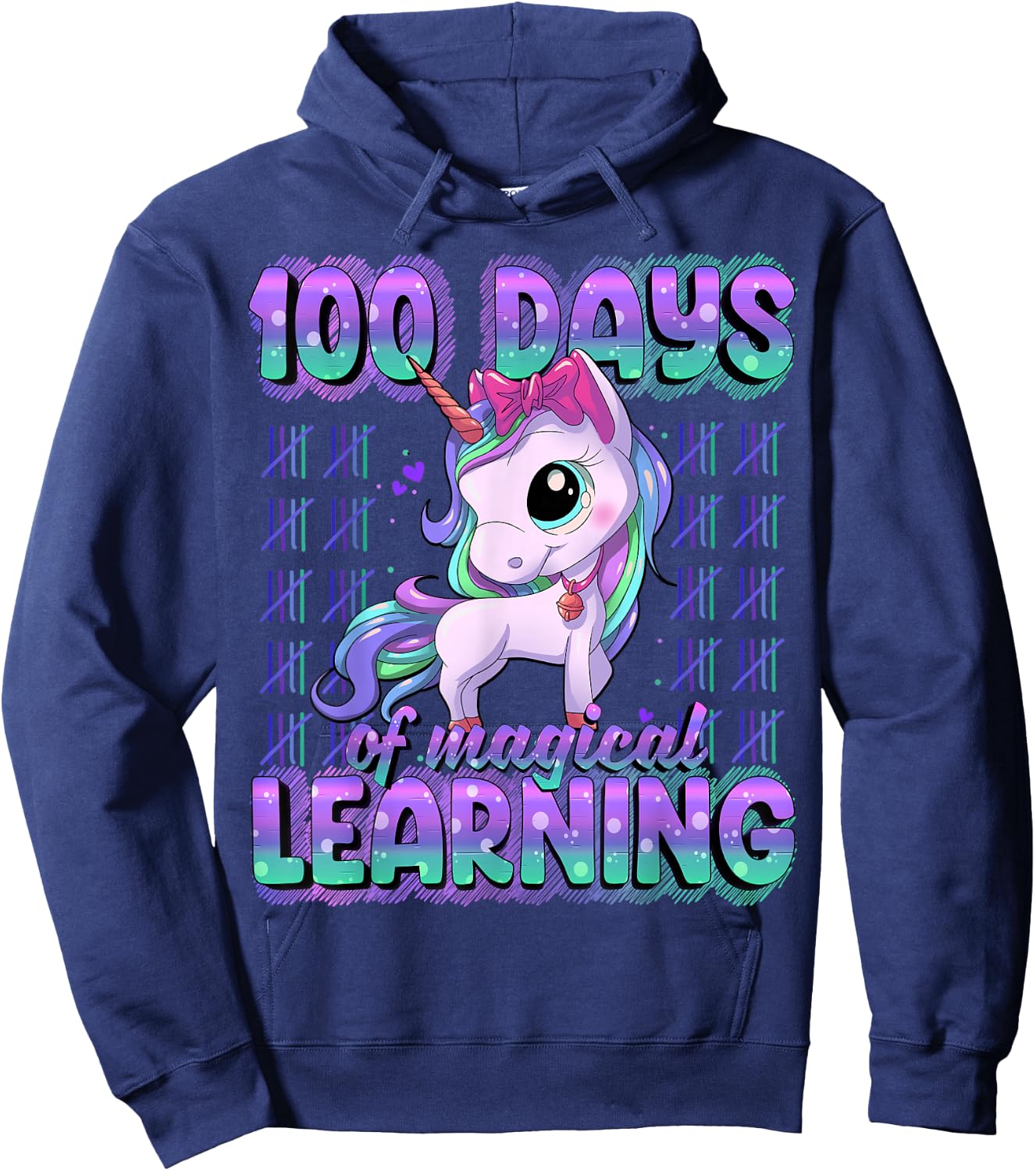 100 Days Of School Shirt Unicorn 100 Days Smarter 100th Day Hoodie - Hoodie | Navy
