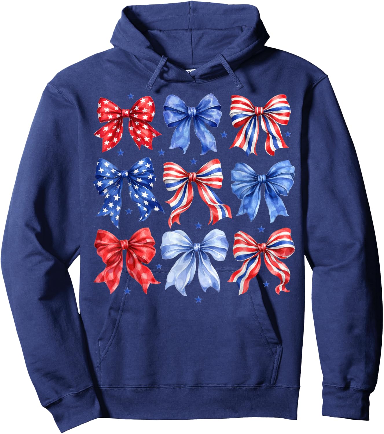 Coquette Bow in Red White Blue Patriotic 4th of July Girls Hoodie - Hoodie | Navy