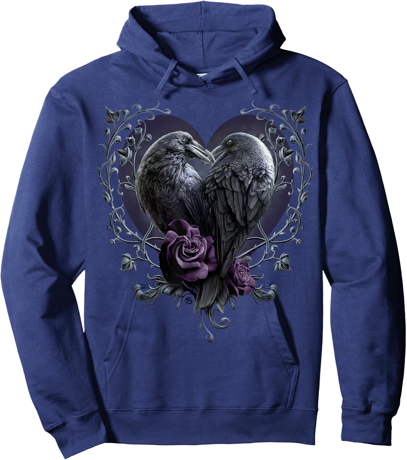 Spiral Original Raven Heart Gothic Ravens , black Hoodie - Hoodie | Navy