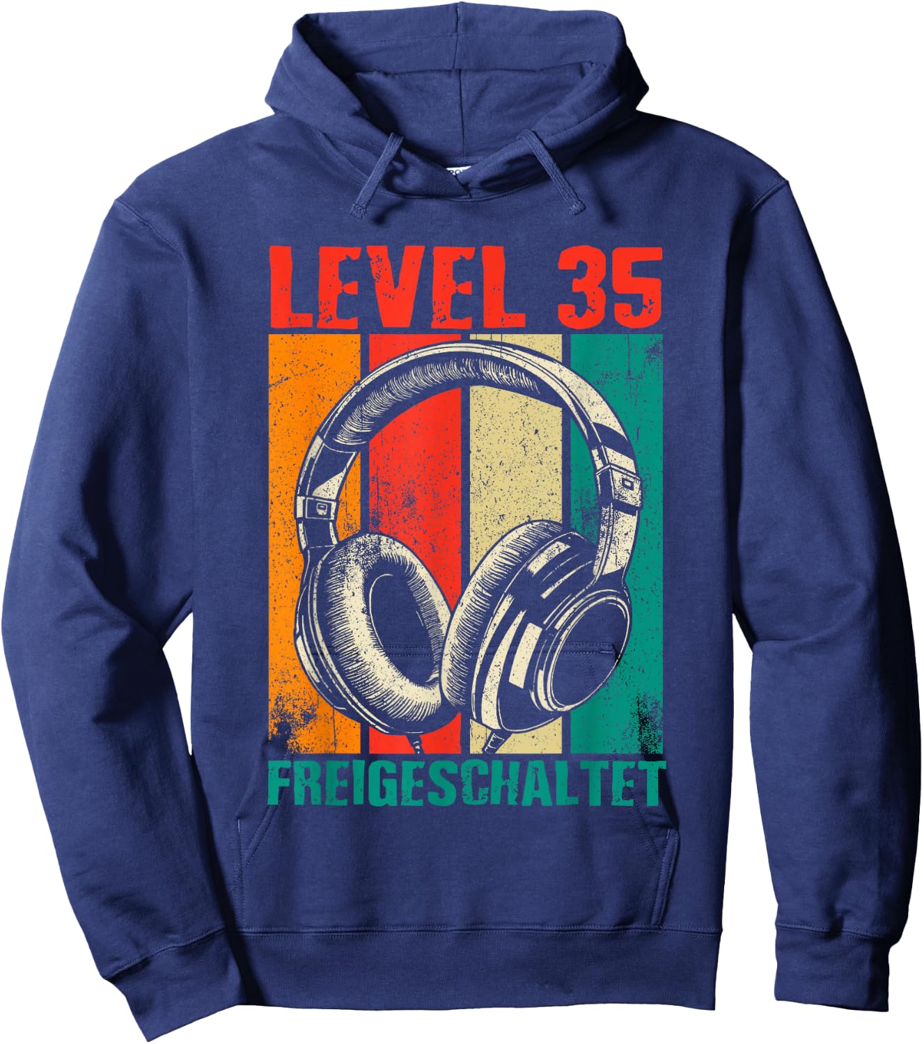 35th Birthday Men's Video Gamer Level 35 Unlocked Man , black Hoodie - Hoodie | Navy