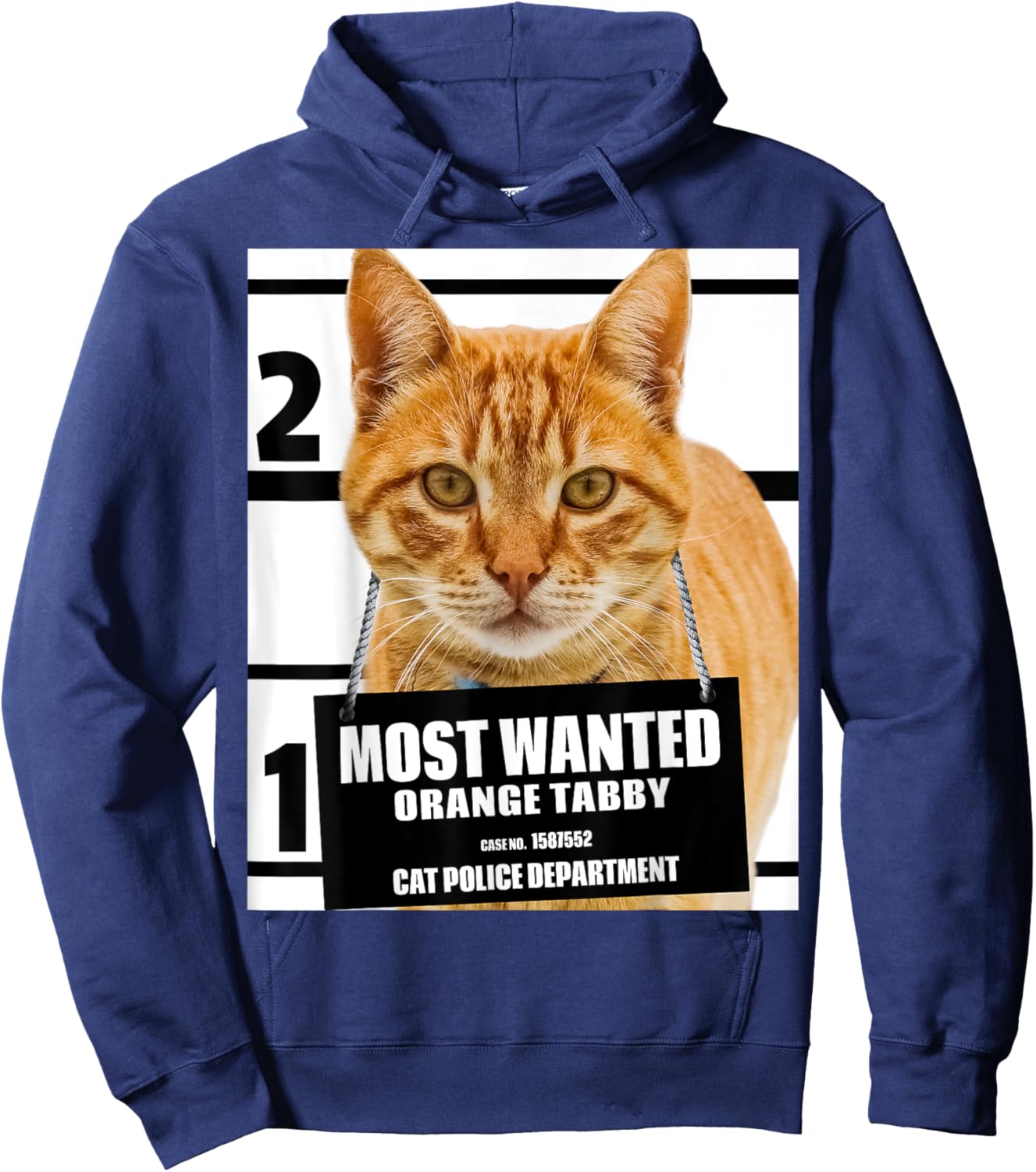 Most Wanted Orange Tabby Cat - Feline Shirts Hoodie - Hoodie | Navy