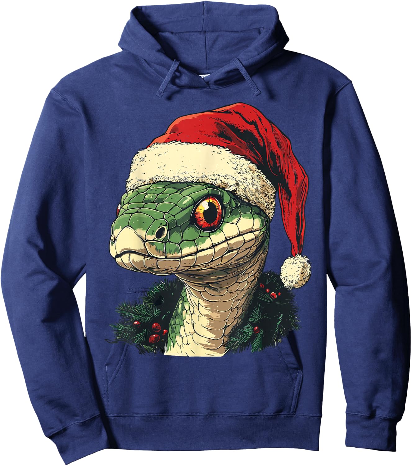 Snake Santa Hat Funny Christmas Xmas Snake Lovers Pajama Hoodie - Hoodie | Navy