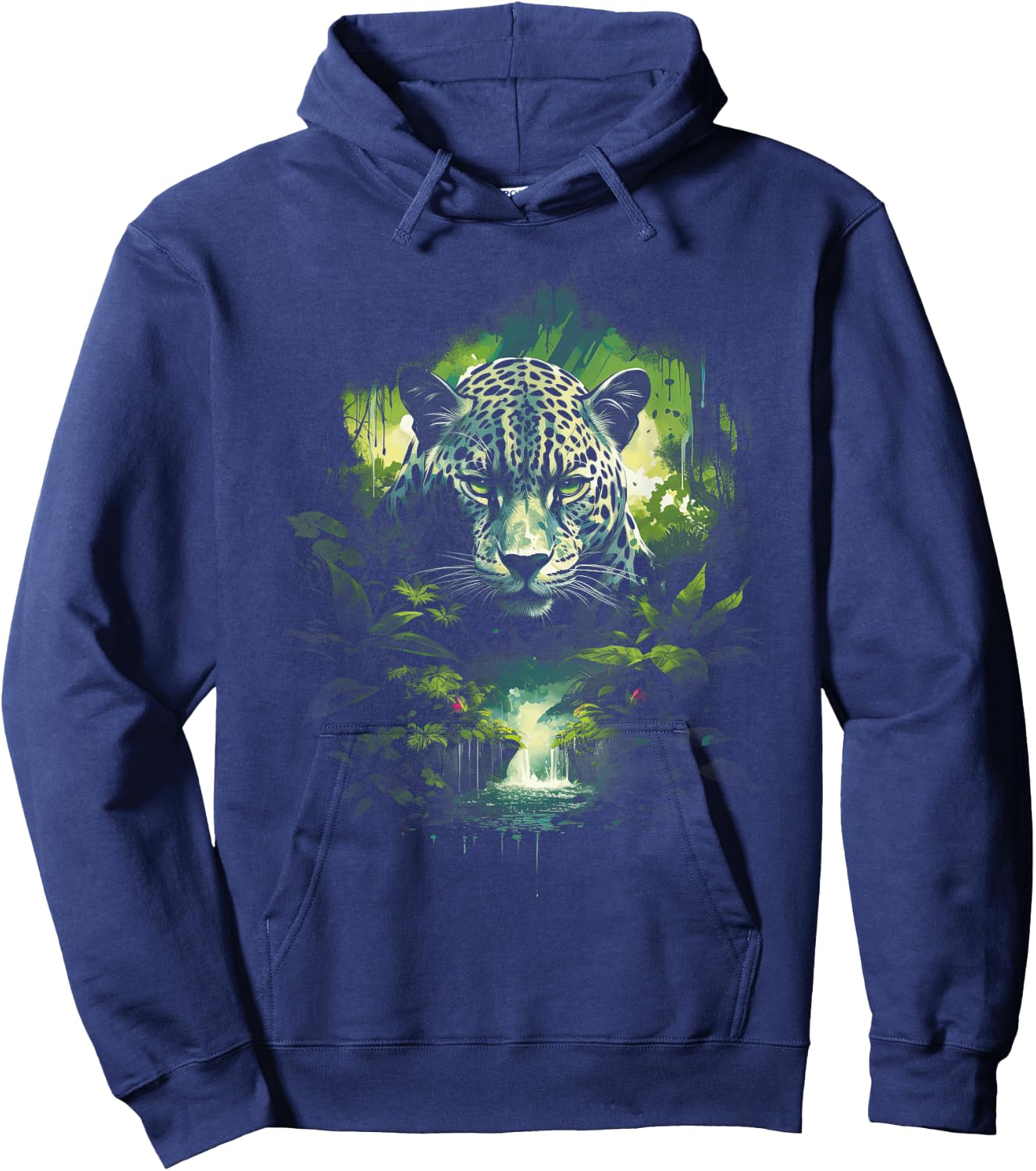 Majestic Jaguar Jungle Wildlife Illustration Hoodie - Hoodie | Navy