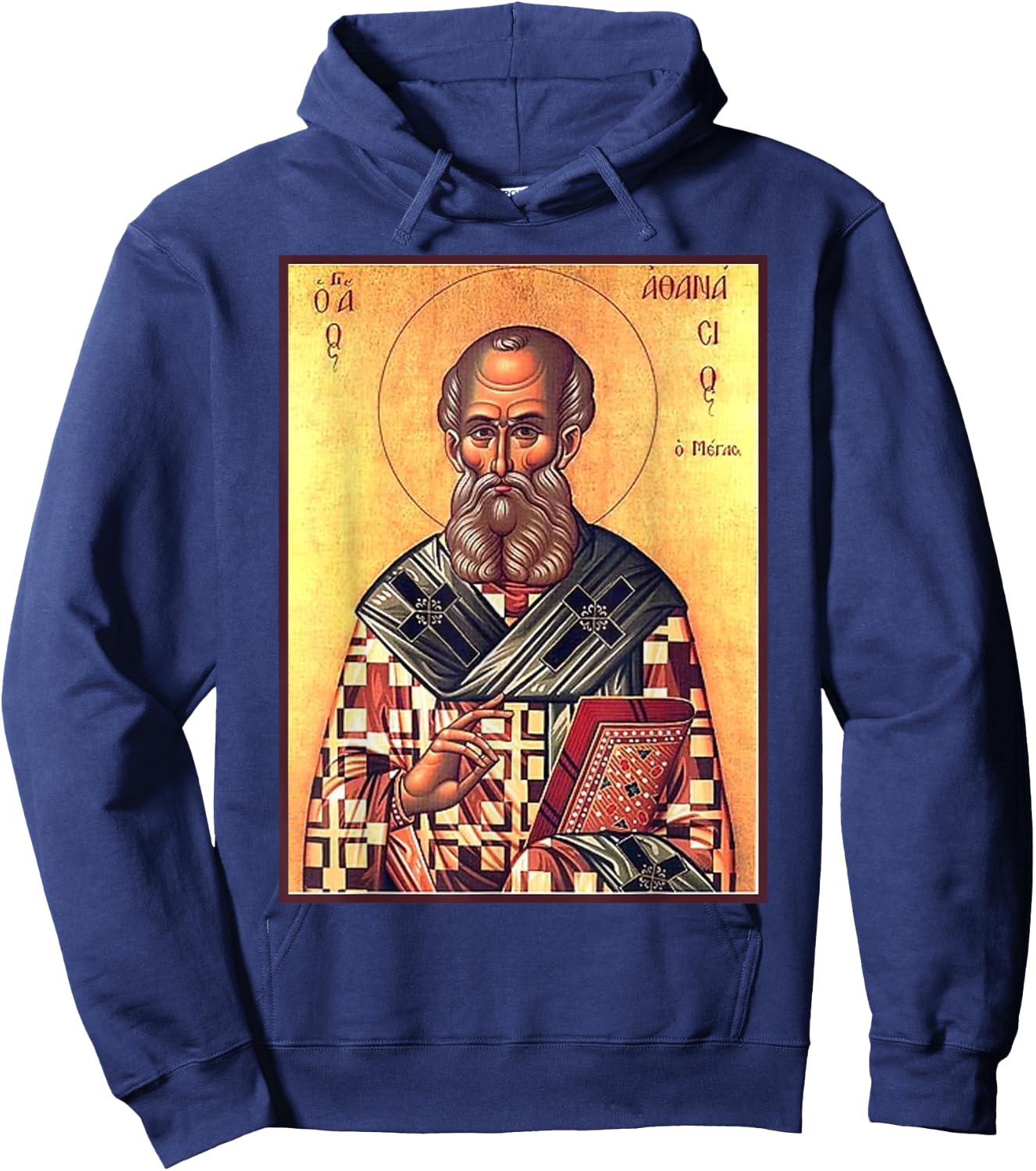 St. Athanasius of Alexandria Eastern Orthodox Byzantine Art Hoodie - Hoodie | Navy