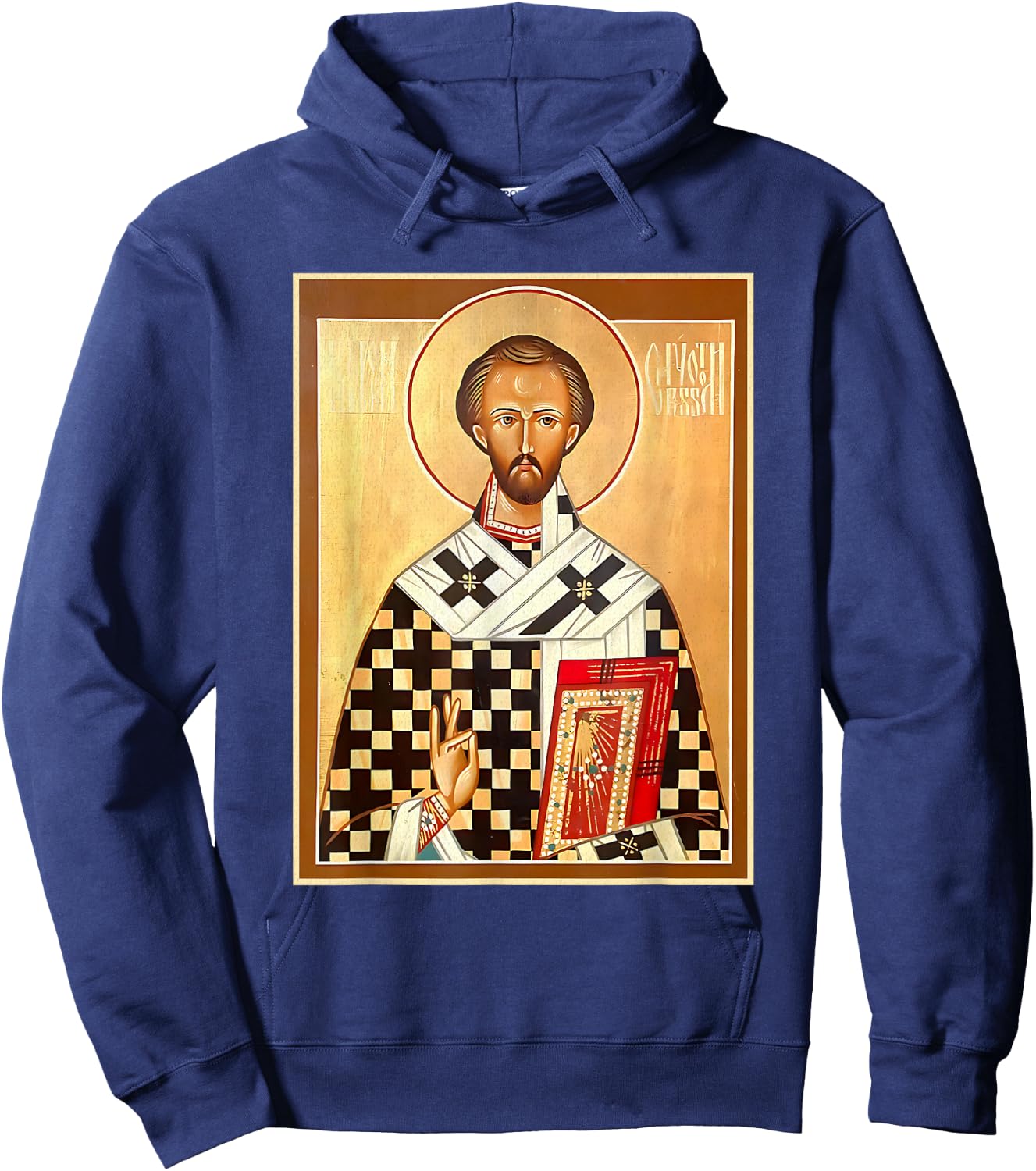 St. John Chrysostom Eastern Orthodox Byzantine Art Church Hoodie - Hoodie | Navy