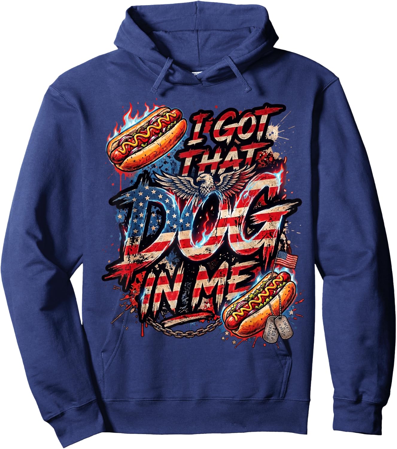 I Got that Dog in Me Funny Hot Dog Fourth of July Men Women Hoodie - Hoodie | Navy