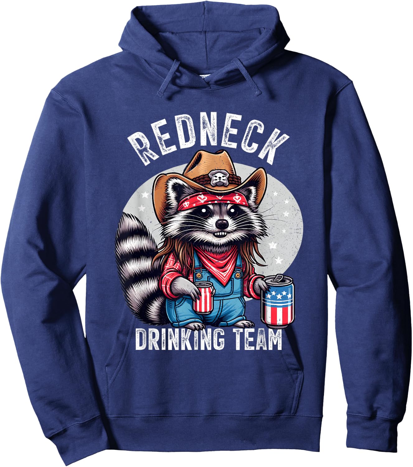 Redneck Hillbilly Raccoon White Party Costume, Black, S Hoodie - Hoodie | Navy