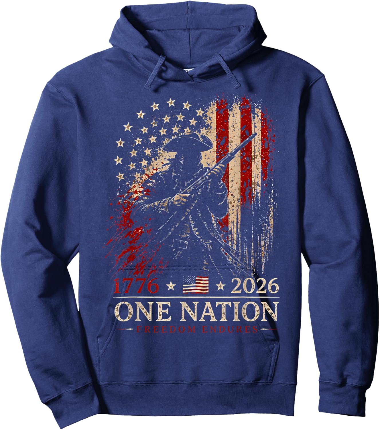 1776-2026 Patriotic Soldier 250th Anniversary 4th July Hoodie - Hoodie | Navy
