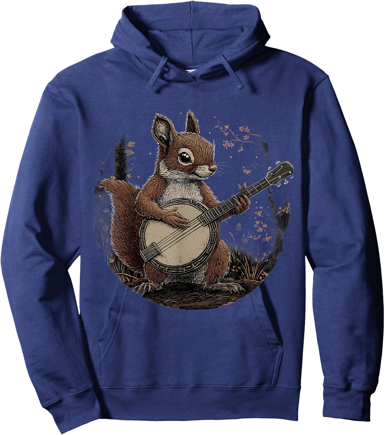 Banjo Squirrel Bluegrass Banjo Player Squirrel Playing Banjo Hoodie - Hoodie | Navy