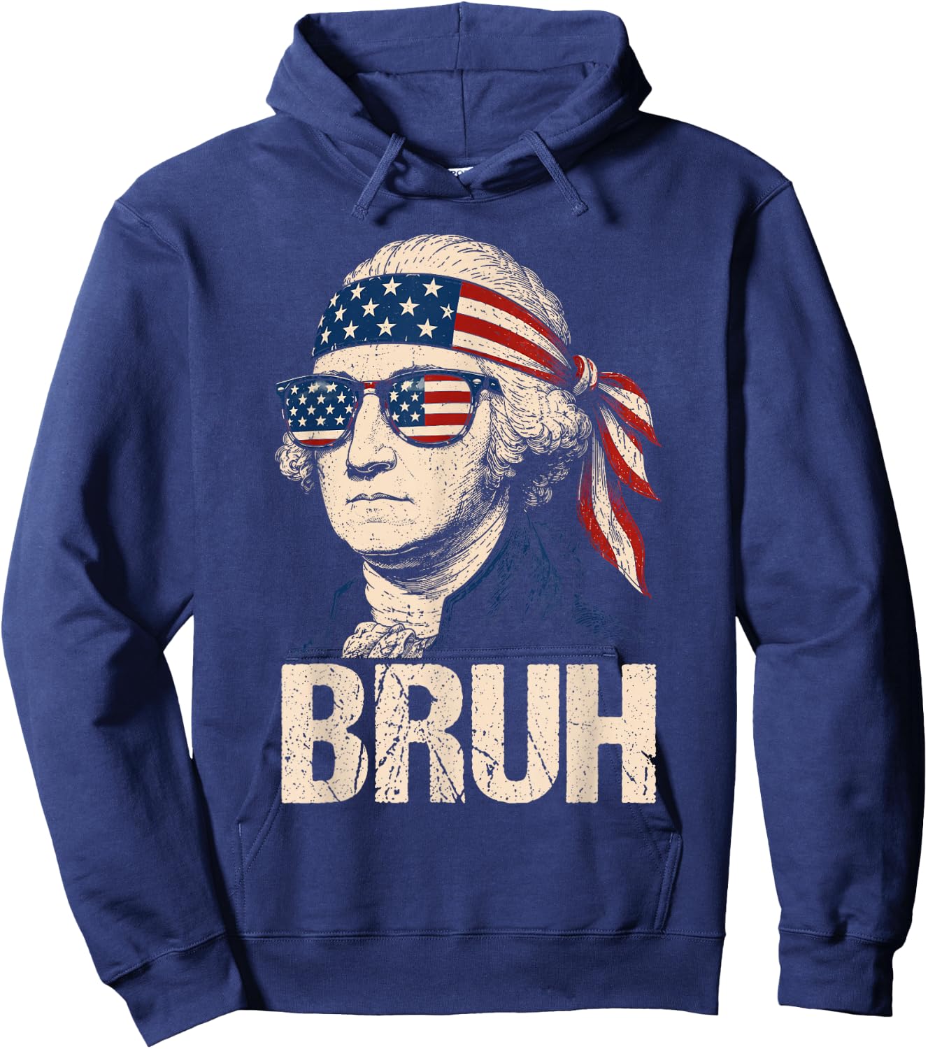 Bruh 4th of July George Washington American Patriotic Kids Hoodie - Hoodie | Navy