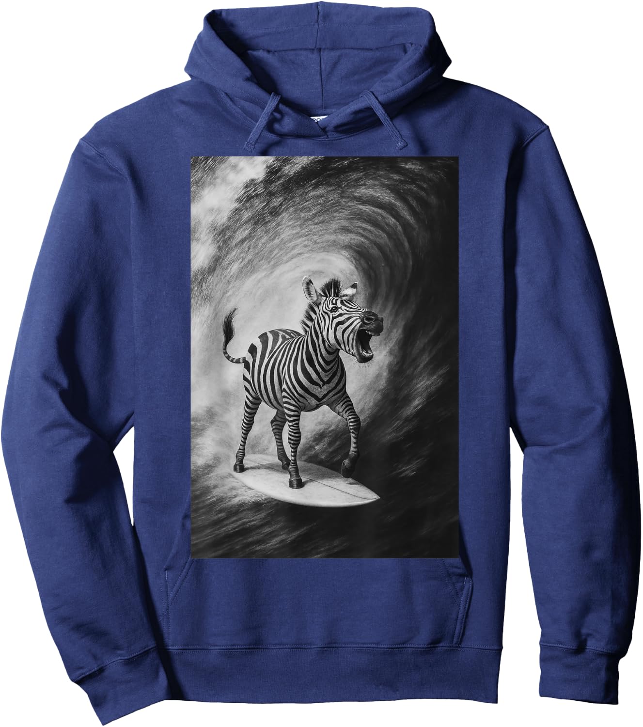 Funny Surfing Zebra Selfie On Surfboard Safari Animal Hoodie - Hoodie | Navy