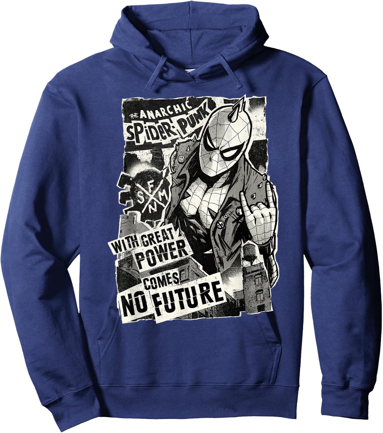 Marvel Spider-Man Anarchic Spider-Punk With Great Power , black Hoodie - Hoodie | Navy