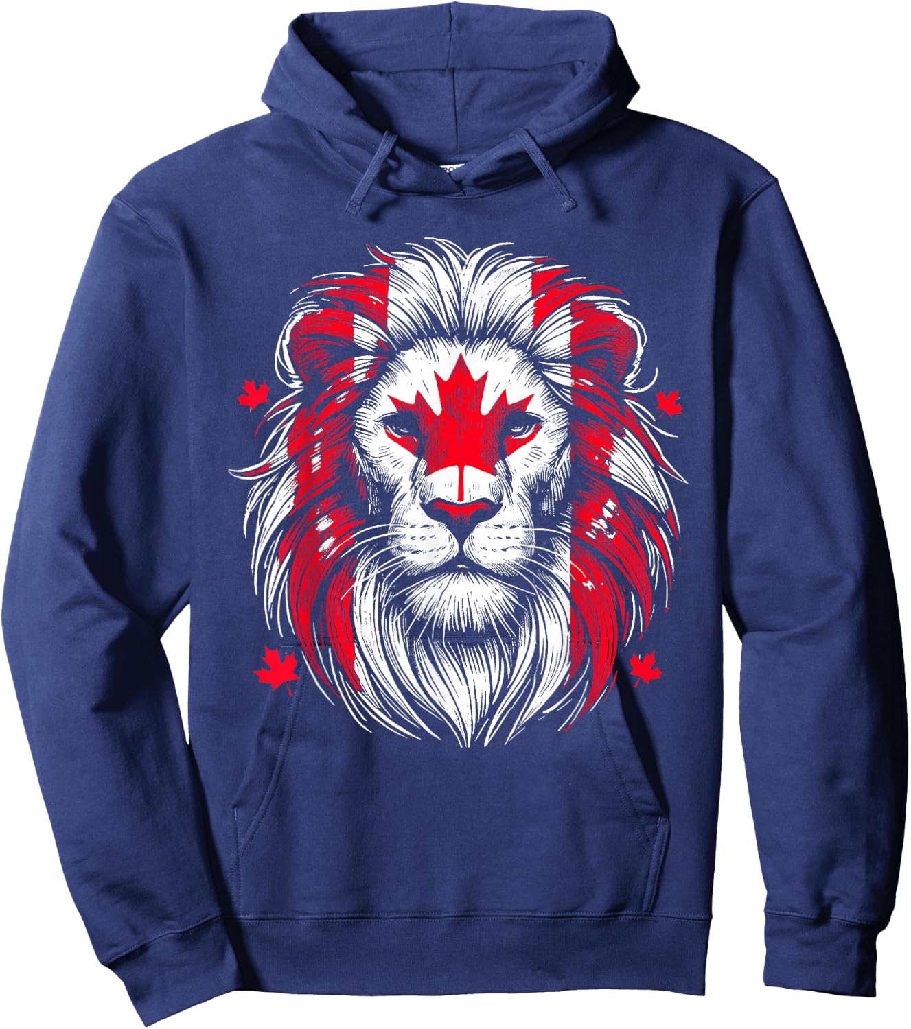 Patriotic Lion Maple Leaf Flag Canada Day Canadian Animal Hoodie - Hoodie | Navy