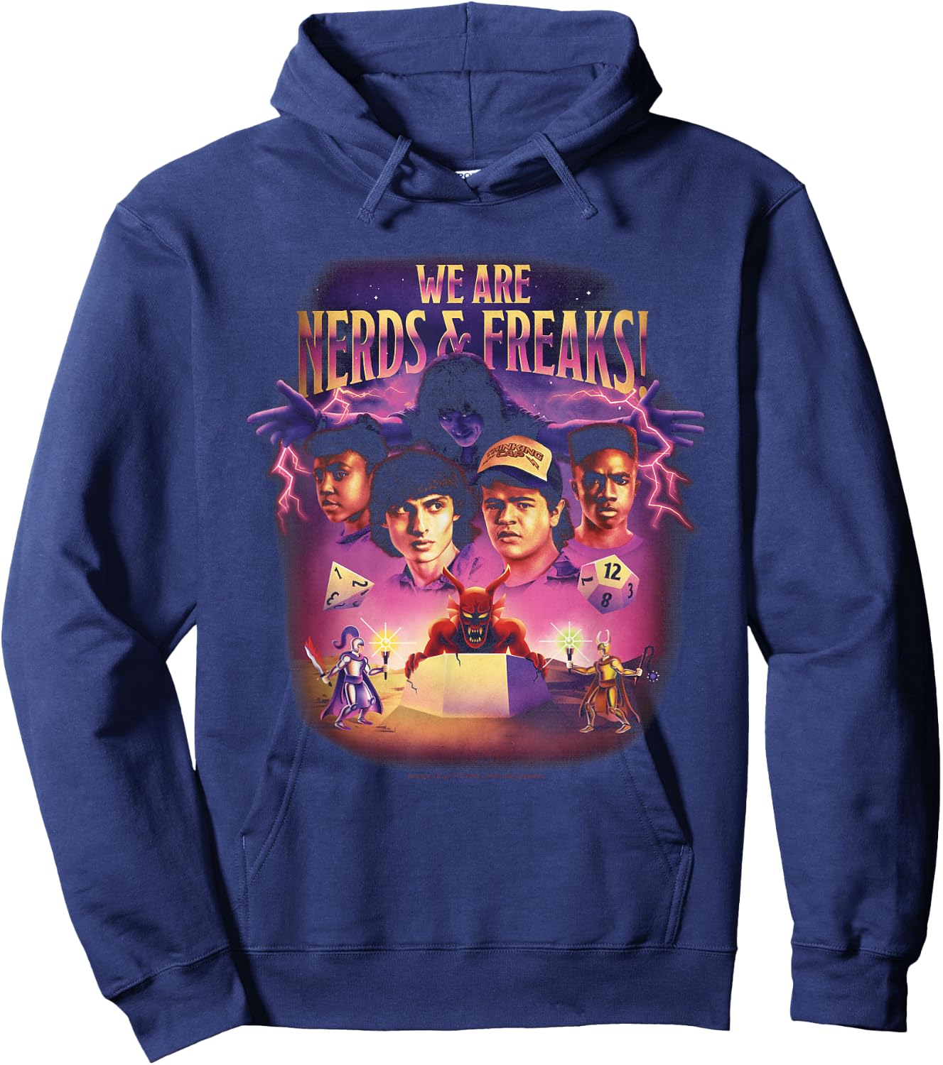 Stranger Things We Are Nerds & Freaks D&D Montage Hoodie - Hoodie | Navy