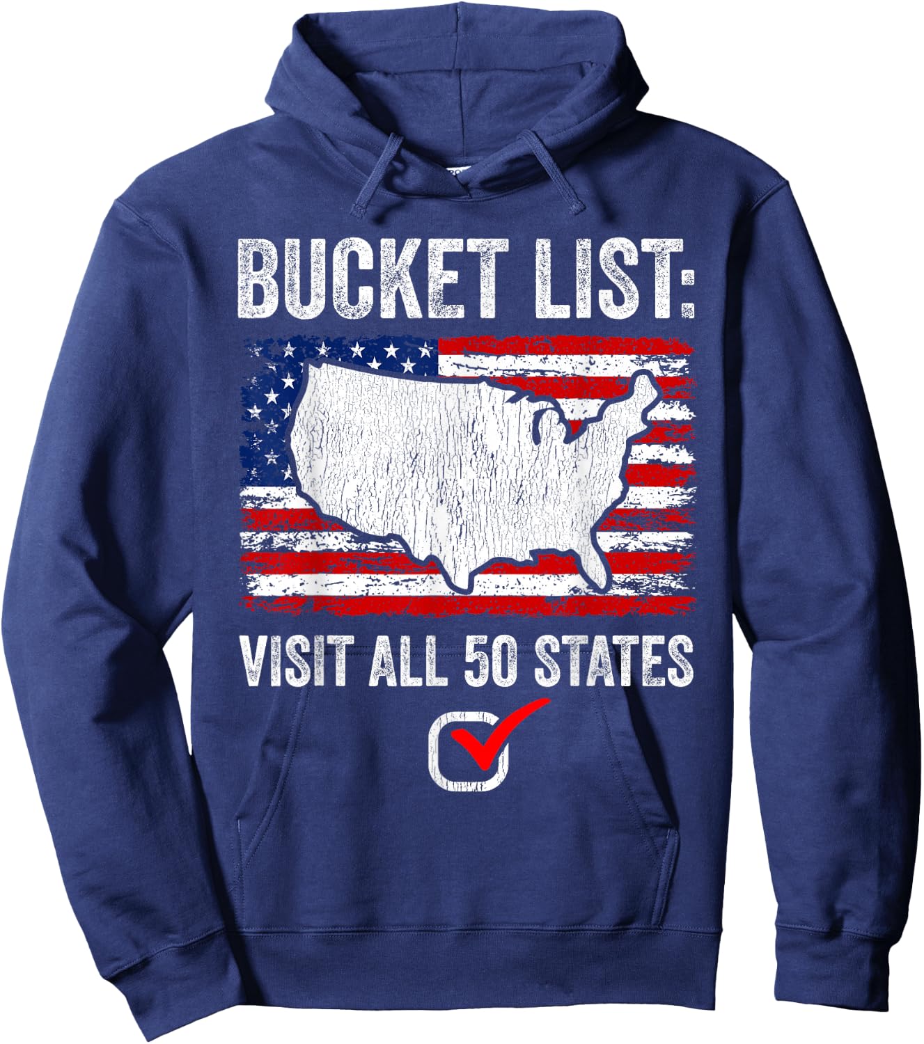 Bucket List Travel All 50 US States Completed US Travel Hoodie - Hoodie | Navy