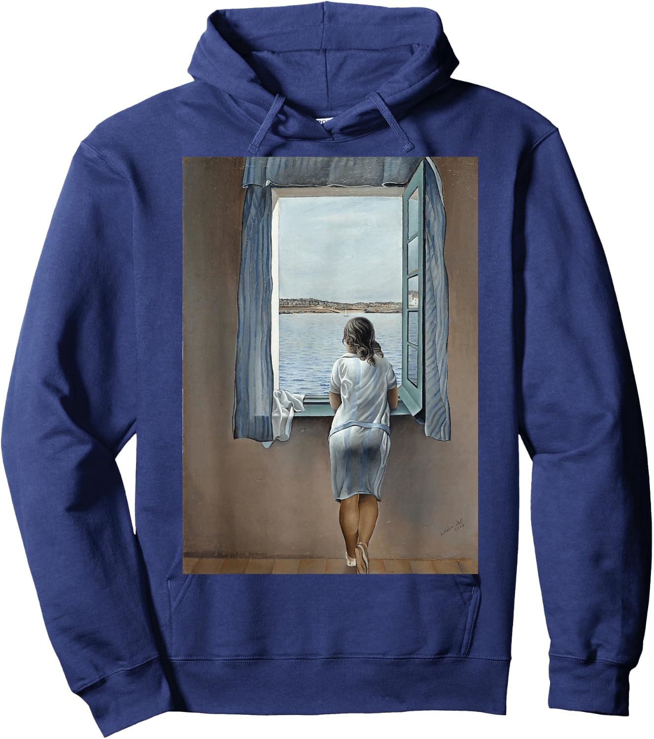 Junge Frau an einem Fenster von Dali Hoodie - Hoodie | Navy