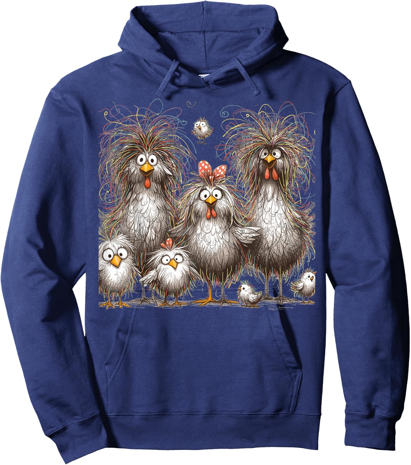 Funny Chicken Art Eagerlys Colorful Hoodie - Hoodie | Navy