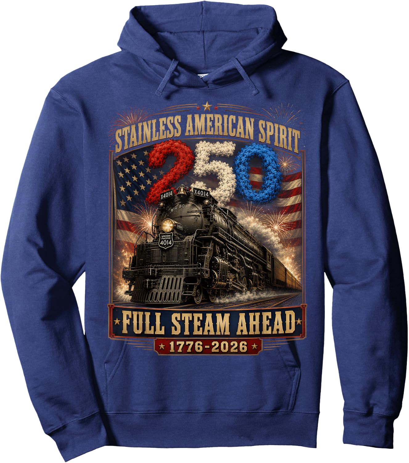 Big Boy 4014 Vintage 250 Steam Locomotive Railroad Train Hoodie - Hoodie | Navy