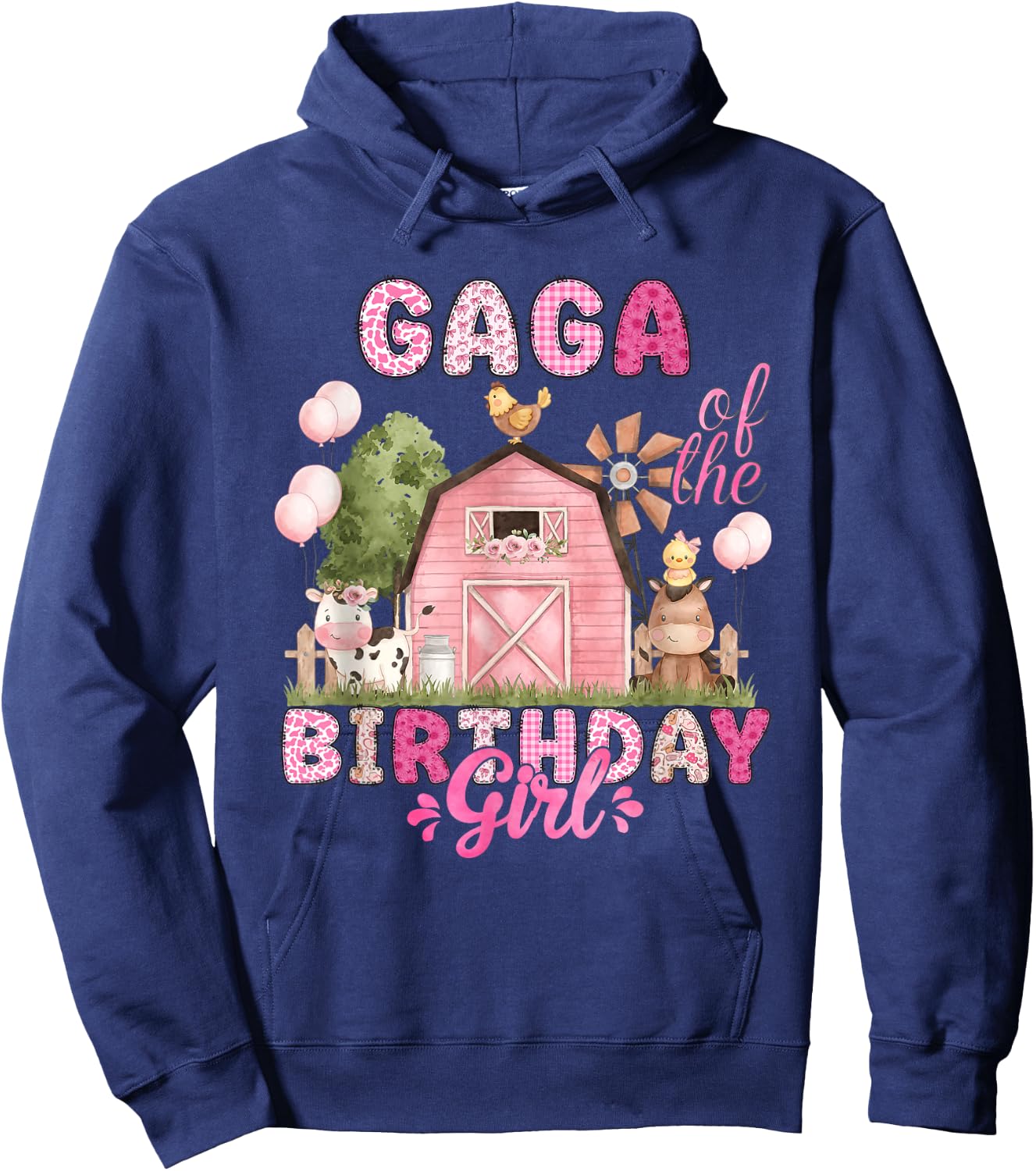 Gaga of The Birthday Girl 1St Bday Cow Farm Family Hoodie - Hoodie | Navy