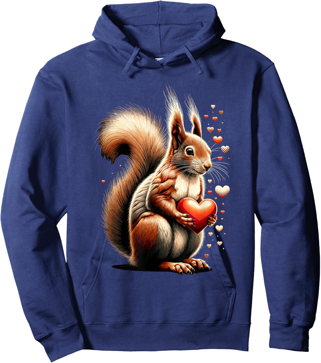 Squirrel Holding Heart Valentine's Day Cute Valentine Hoodie - Hoodie | Navy
