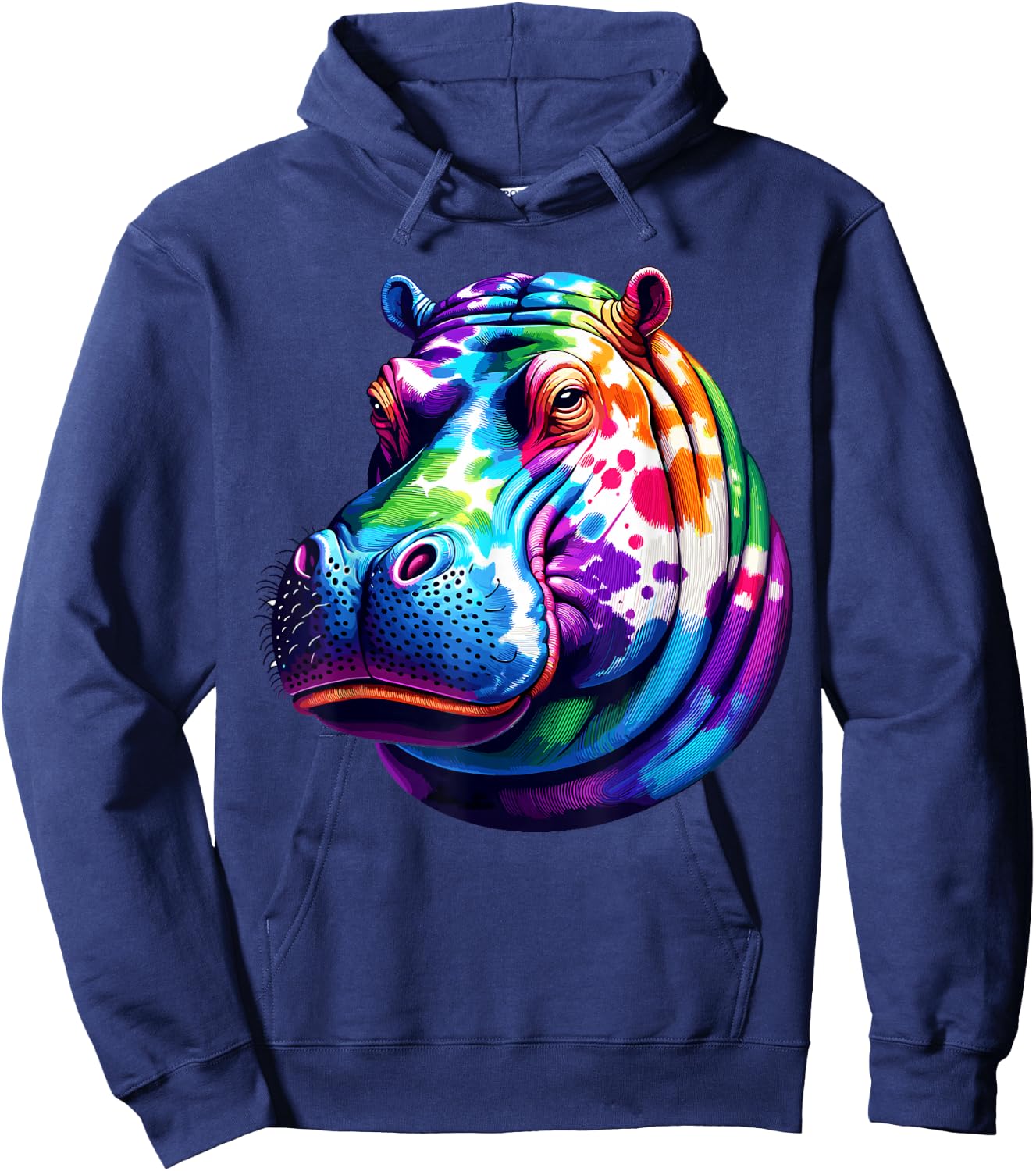 Tie Dye Hippopotamus Lover Stuff Psychedelic Hippo Hoodie - Hoodie | Navy