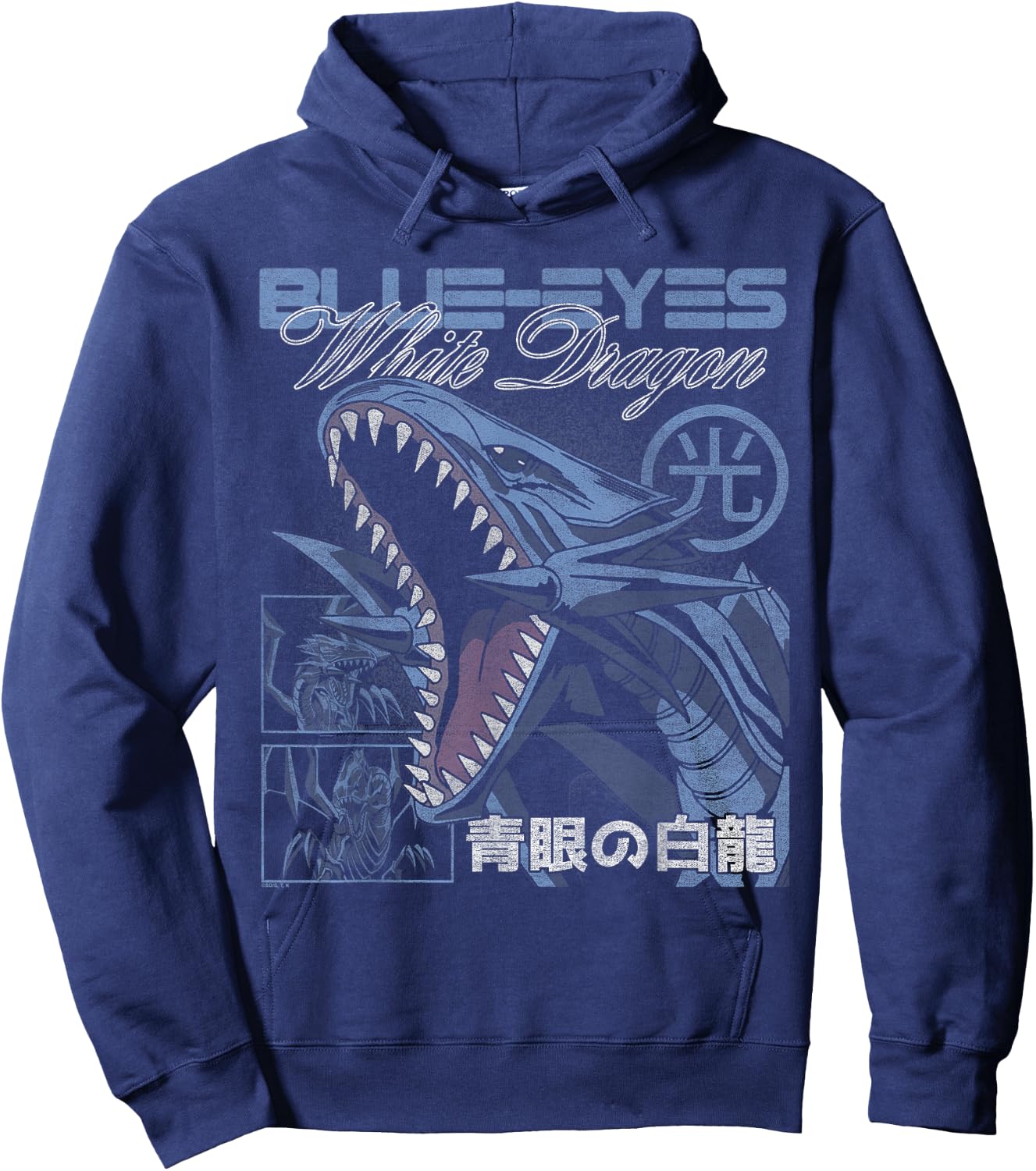 Yu-Gi-Oh! Blue-Eyes White Dragon Modern Collage Card Anime Hoodie - Hoodie | Navy