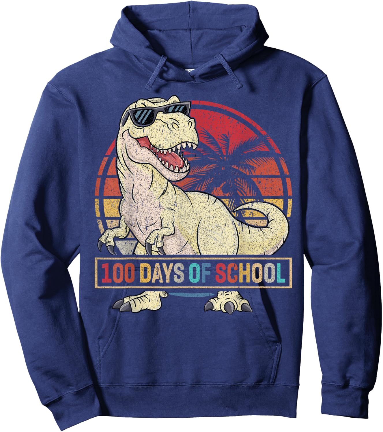 100 Days of School Dinosaur 100 Days Smarter Kids 100th Day Hoodie - Hoodie | Navy