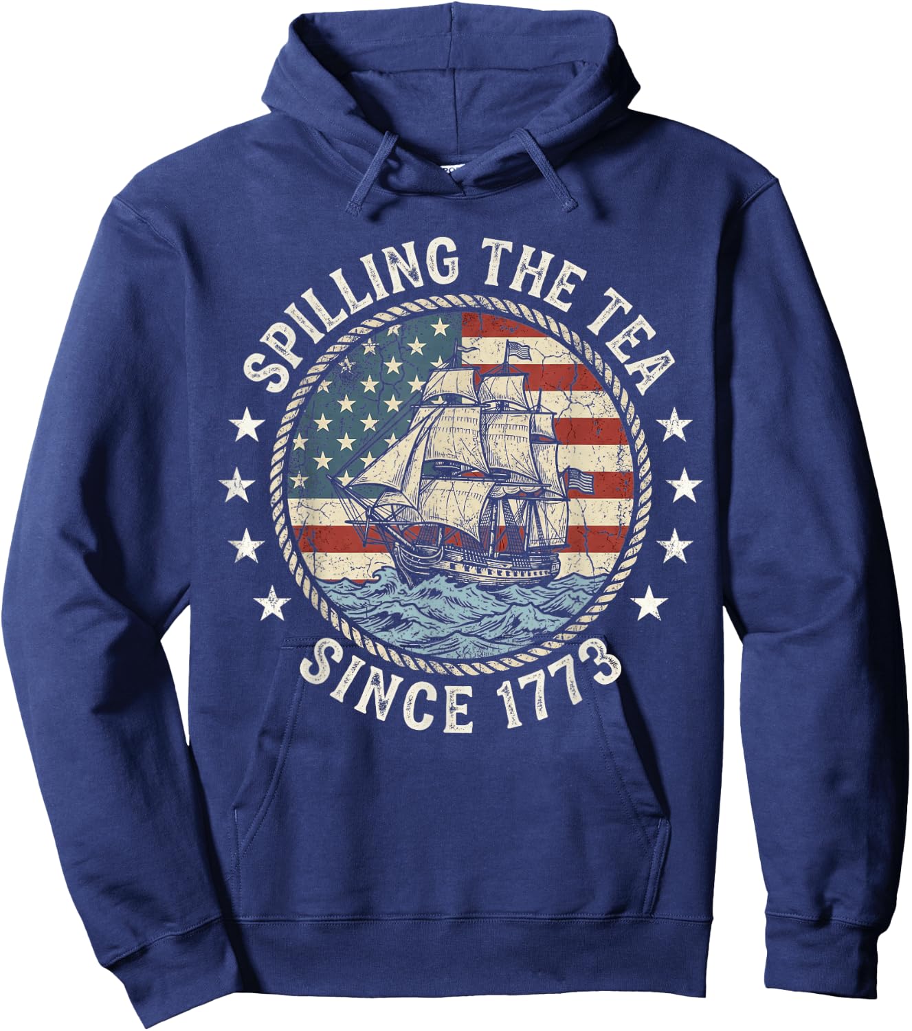 Fun 4th of July Spilling The Tea Since 1773 American Flag Hoodie - Hoodie | Navy