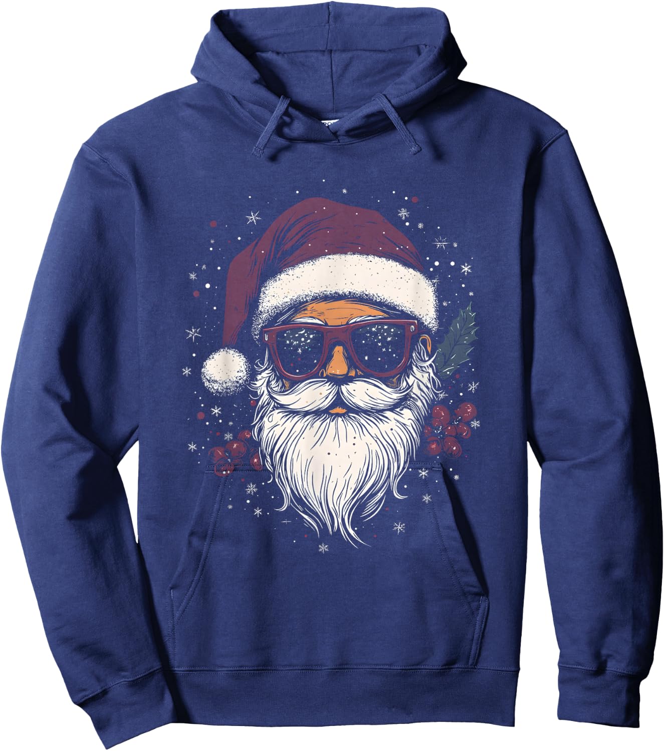 Cool Santa Claus with Sunglasses Christmas , black Hoodie - Hoodie | Navy