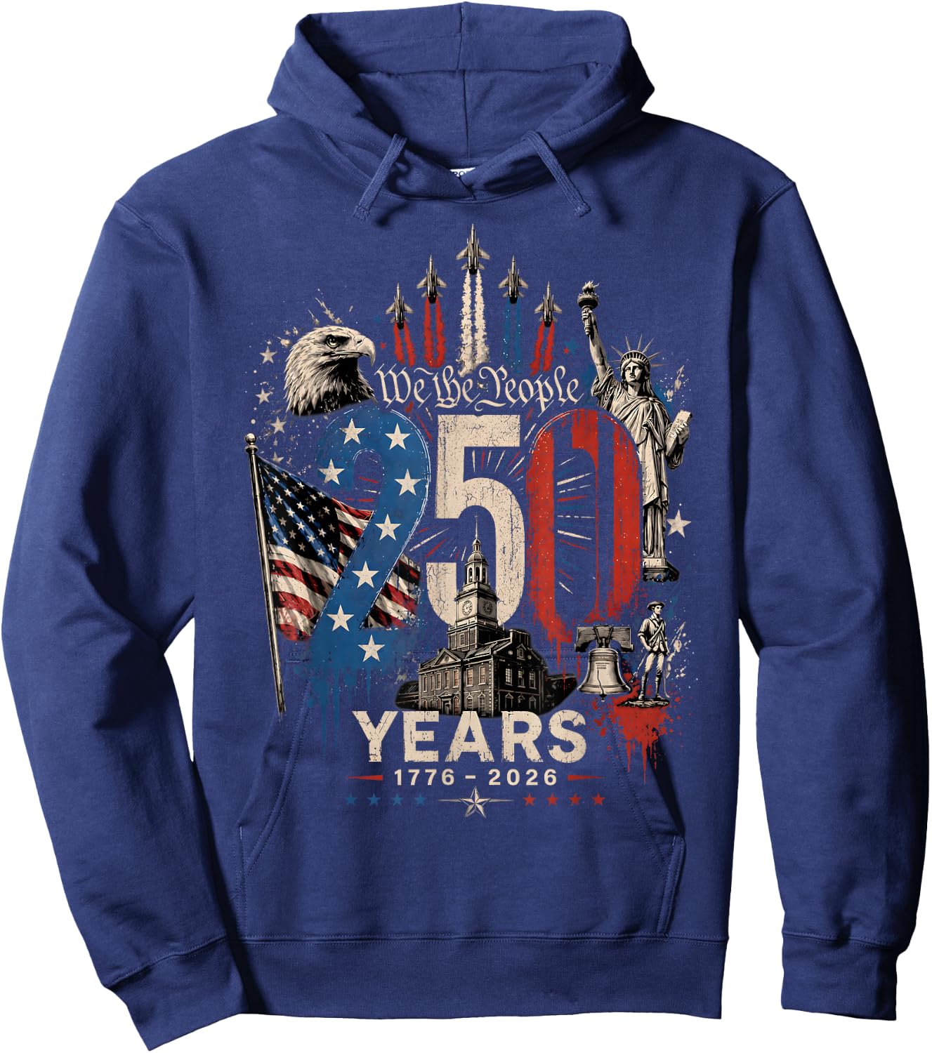 250 Years American 250th Anniversary USA Patriotic 4th July Hoodie - Hoodie | Navy
