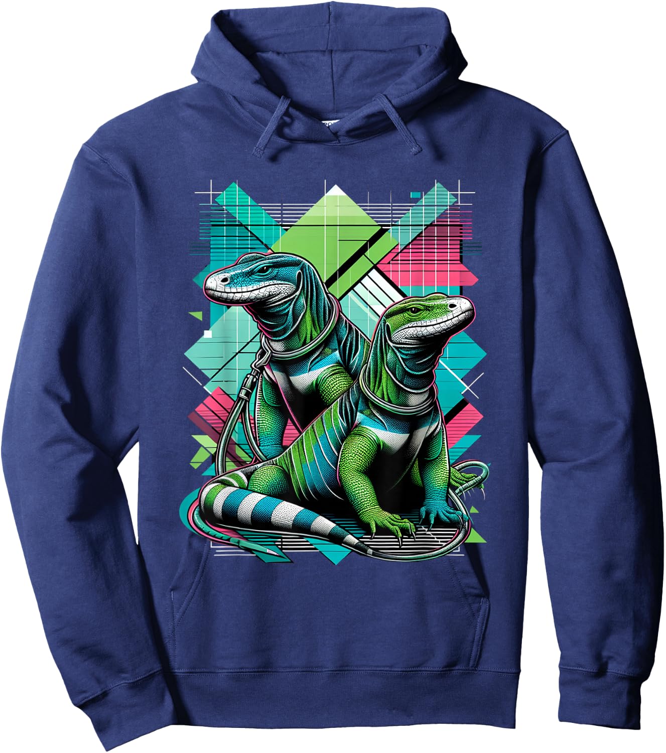 Monitor Lizards on a Leash | Cool Graphic Reptile Hoodie - Hoodie | Navy