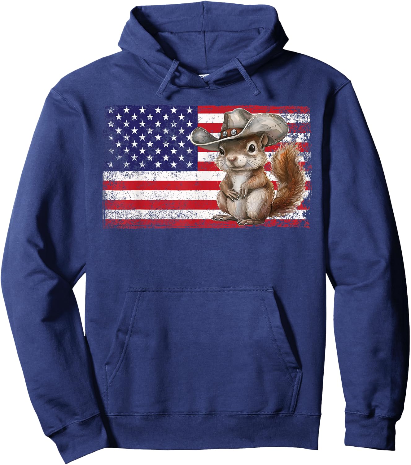 Patriotic Squirrel American Flag USA 4th Of July Hoodie - Hoodie | Navy