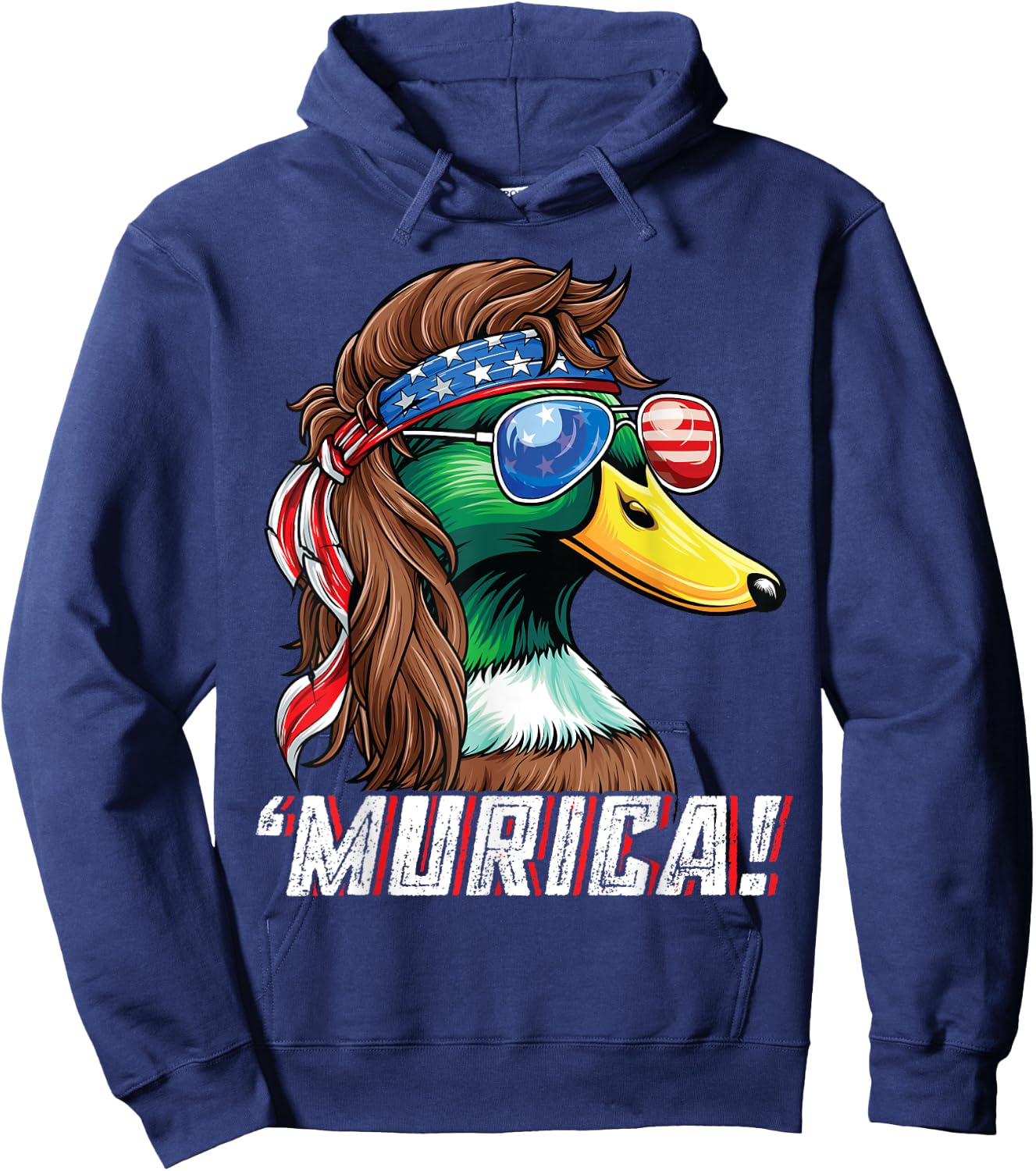 Patriotic Duck Hunter Shirt USA Funny Murica 4th of July Kids Men Hoodie - Hoodie | Navy