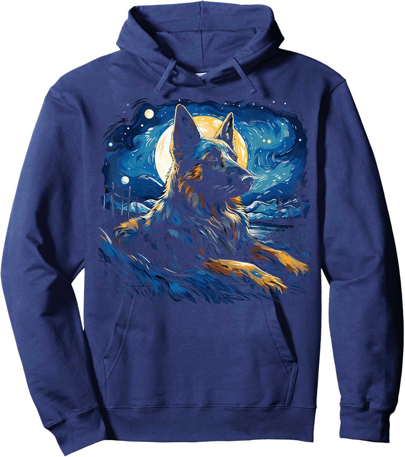 Van Gogh Dog German Shepherd Hoodie - Hoodie | Navy