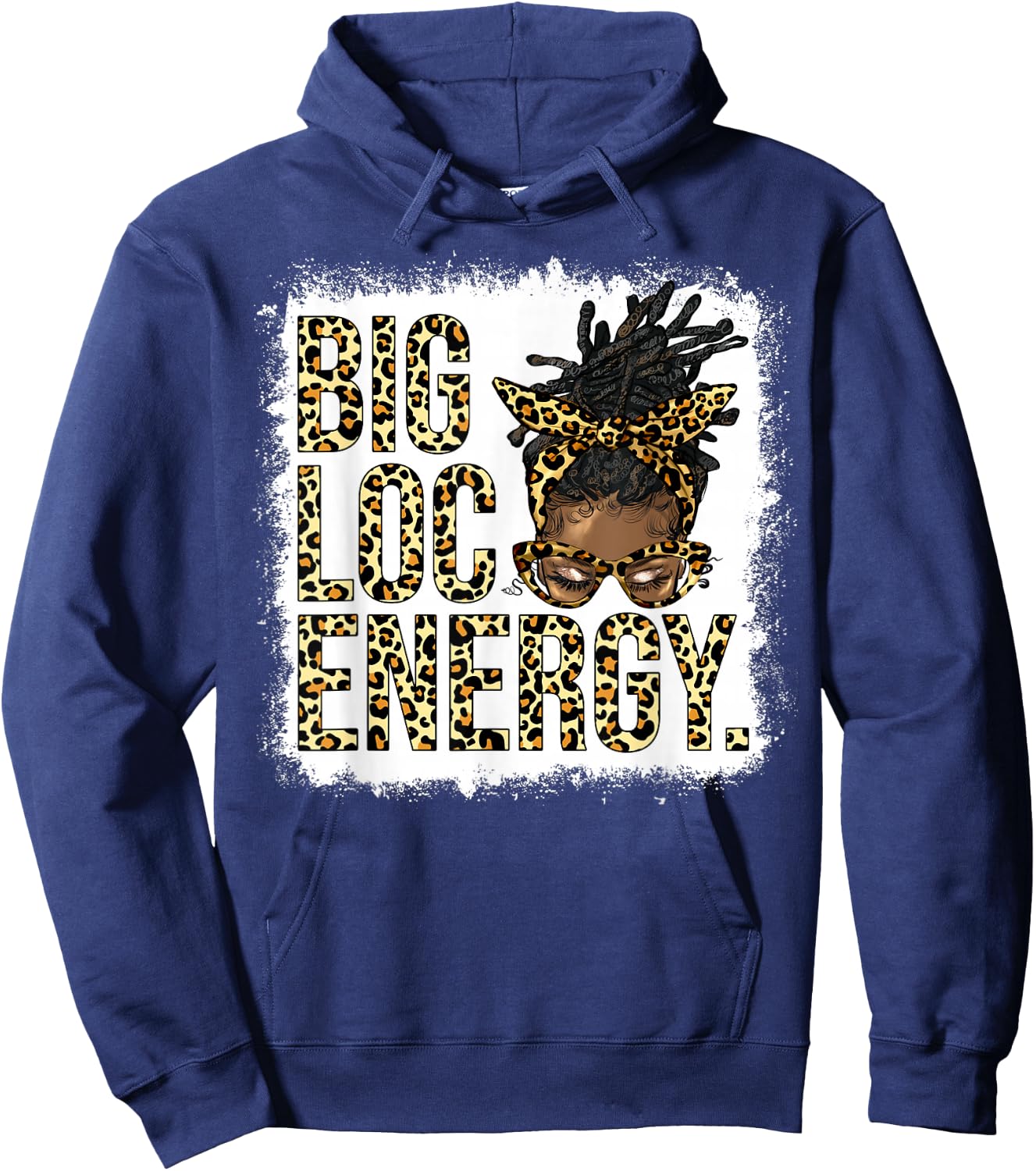 Big Loc Energy Leopard Loc'd Woman Black Girl Juneteenth Hoodie - Hoodie | Navy