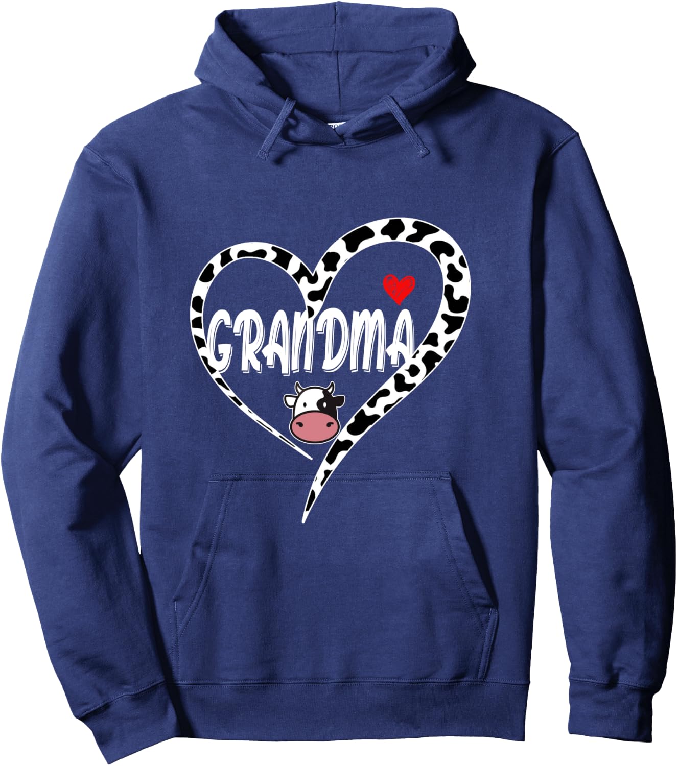 Grandma Cow Print Cow Heart Pattern Farmer Cows Mother's Day Hoodie - Hoodie | Navy