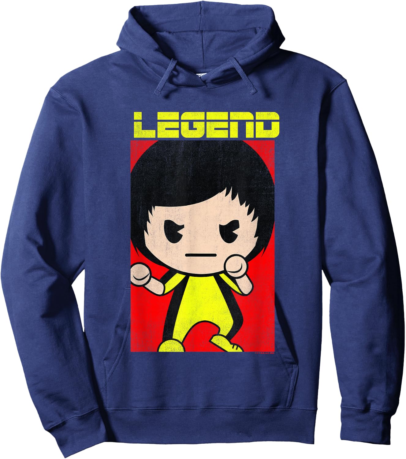 Bruce Lee Legend Iconic Yellow Jumpsuit Vintage Cartoon Hoodie - Hoodie | Navy