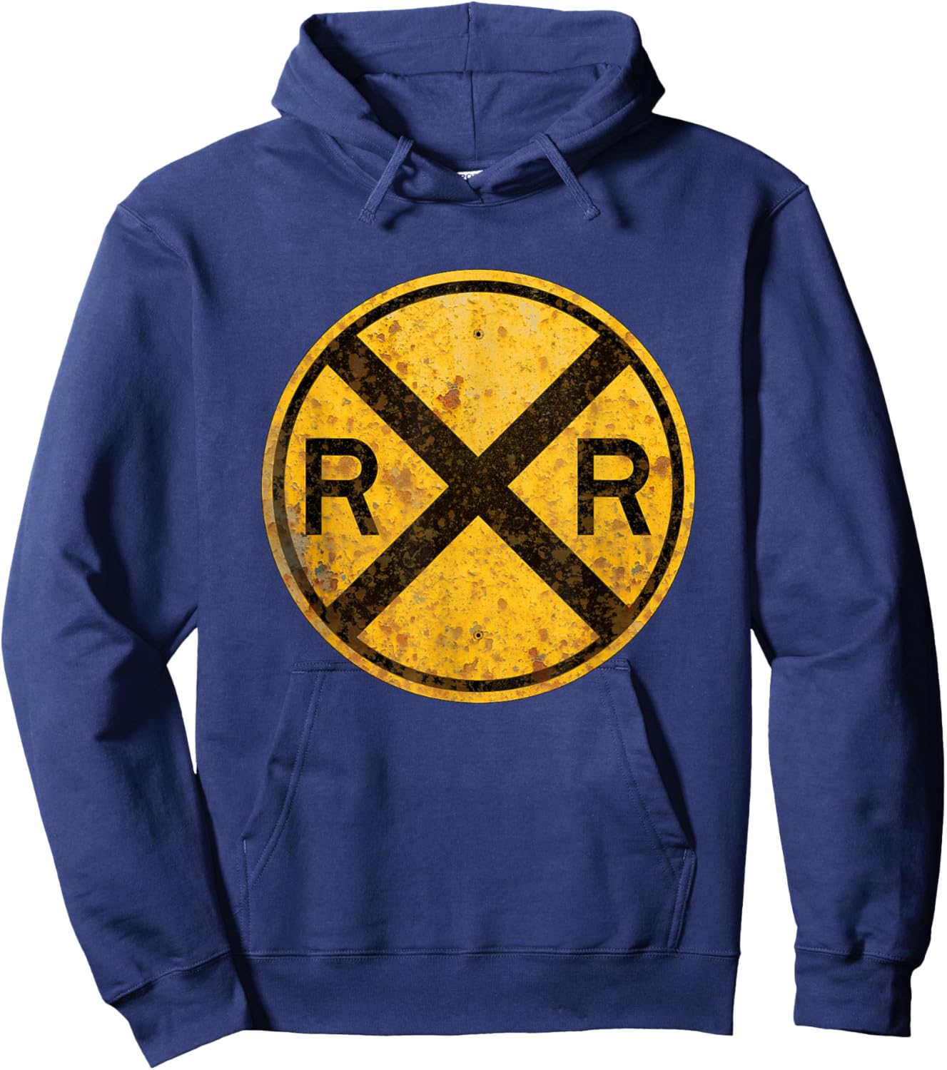 Railroad Crossing Sign 1935 Train Warning Symbol Hoodie - Hoodie | Navy