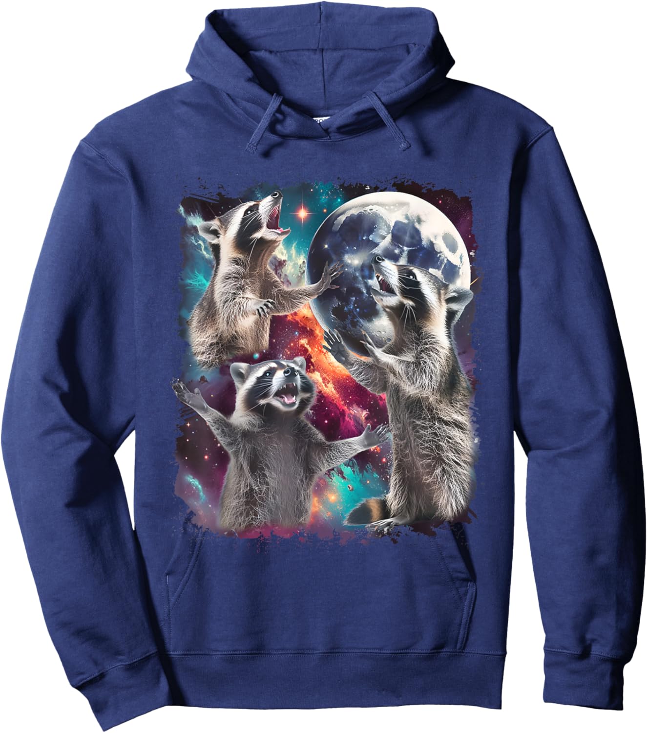 Racoons Howling At The Moon Vintage Raccoon Animal Lovers Hoodie - Hoodie | Navy