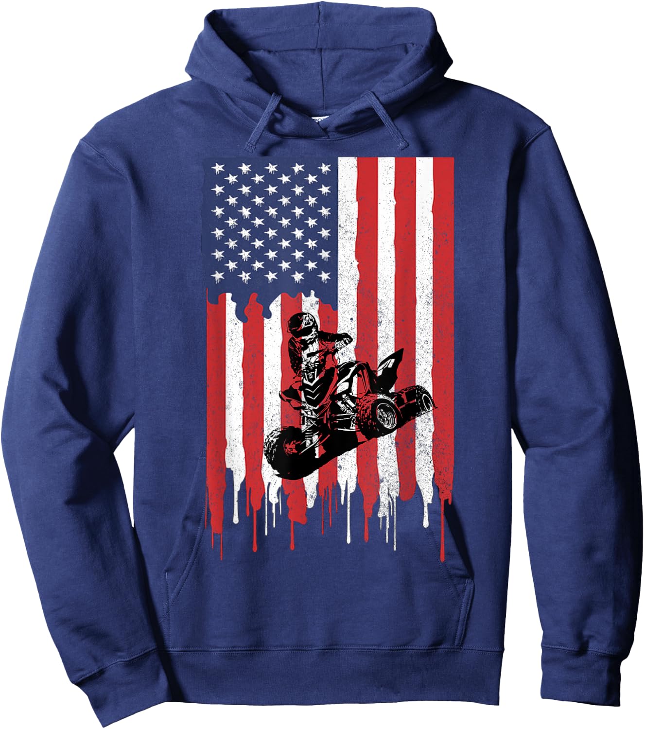 American USA Flag ATV Four Wheeler Quad Bike Brap T Shirt Hoodie - Hoodie | Navy