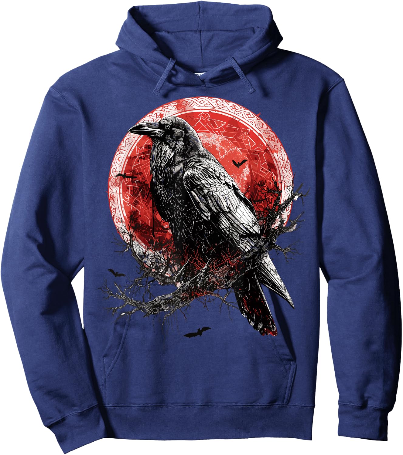 Odin Ravens Huginn & Muninn Vegvisir Vikings Myth Norse Hoodie - Hoodie | Navy